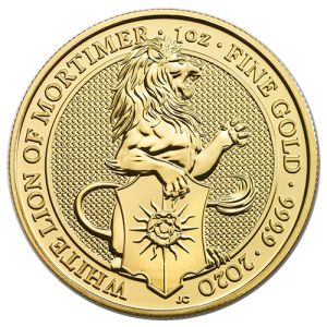1 oz Gold White Lion of Mortimer, Serie Queens Beasts 2020