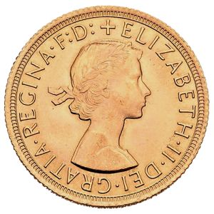 1 Pfund Gold Sovereign, Elisabeth II Haarband