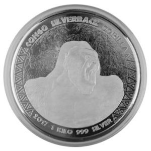 1 kg Silbermünze Kongo-Gorilla 2017