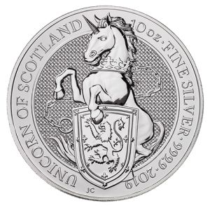 10 oz Silbermünze Einhorn von Schottland, Serie Queens Beasts 2019